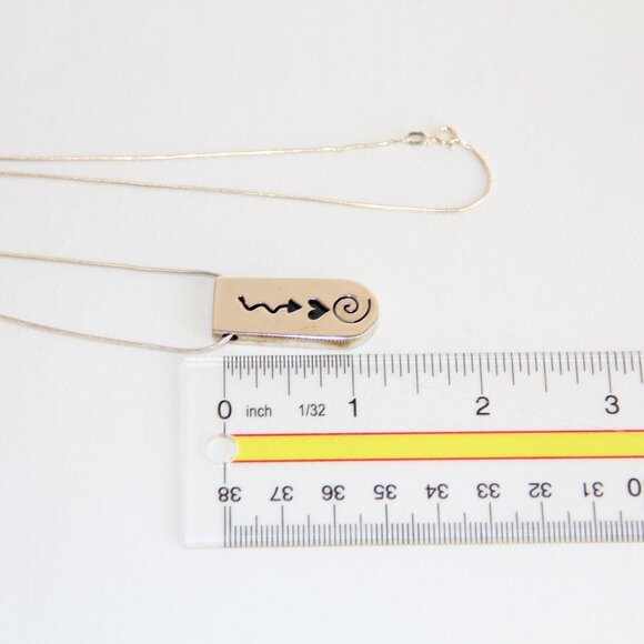 Sterling Silver Arrow-Heart-Swirl Pendant Necklace. RARE  Intriguing - Picture 9 of 10